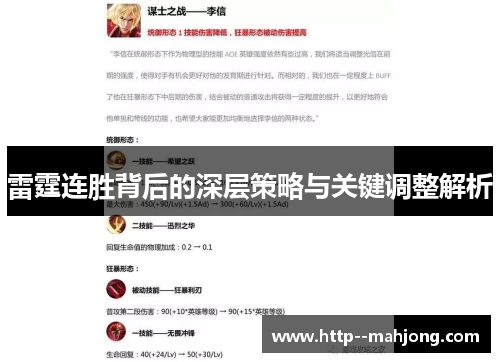 雷霆连胜背后的深层策略与关键调整解析